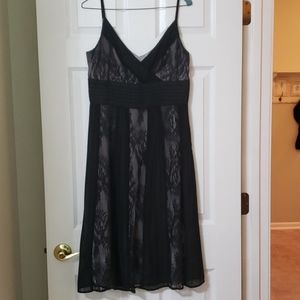 Ann Taylor Loft Lace slip dress. Black/Silver